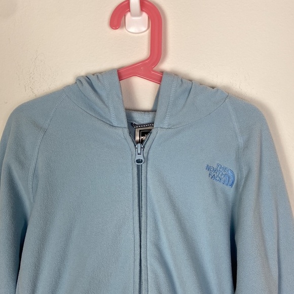 The North Face Girl's Large Blue Hooded Fleece Winter Jacket Gorpcore Casual - Picture 3 of 9